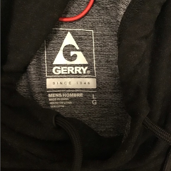 GERRY Men's Pullover Hoodie Light Weight Black Drawstring Hood Size Large - Picture 2 of 3